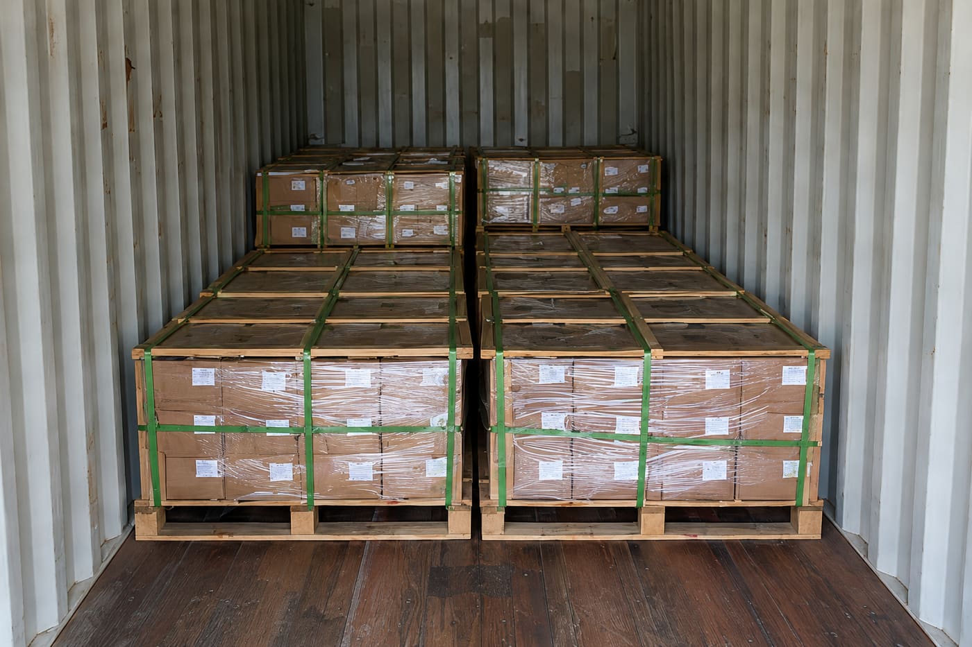 Containerized washer cartons loaded for export
